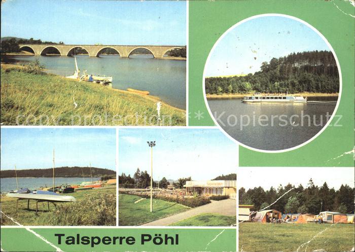 Poehl Vogtland Talsperre Autobahnbruecke Fahrgastschiff Bootsanlegestelle Schlos