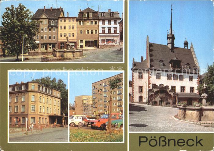 Poessneck Markt Mauritiusbrunnen HO Hotel Posthirsch Neubauviertel Rathaus