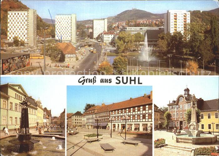 Suhl Thueringer Wald Blick vom Haus der Gewerkschaften Steinweg Rathaus Waffensc