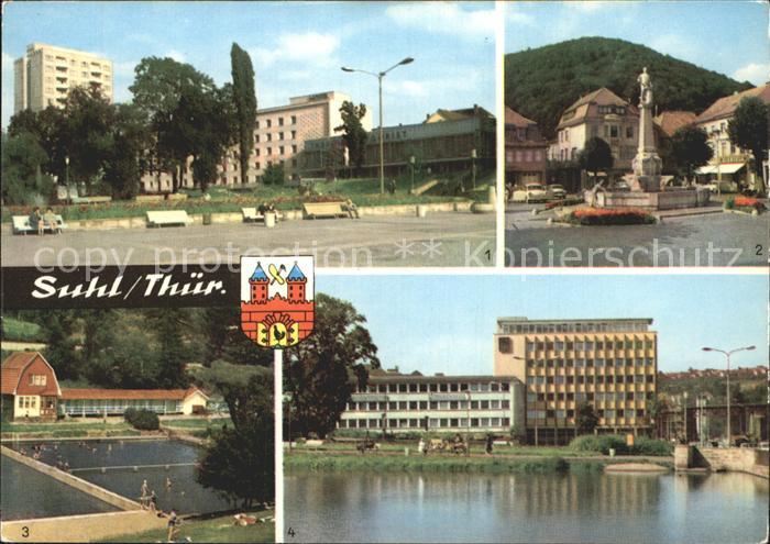 Suhl Thueringer Wald Hochhaus Hotel Thueringen Tourist Waffenschmied Denkmal Wah