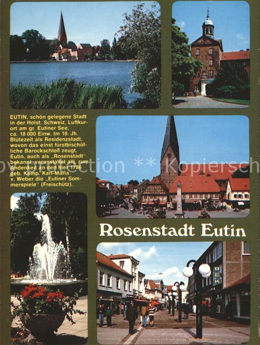 Eutin Schleswig-Holstein Marktplatz Kirche See Fussgaengerzone Brunnen Rosenstad
