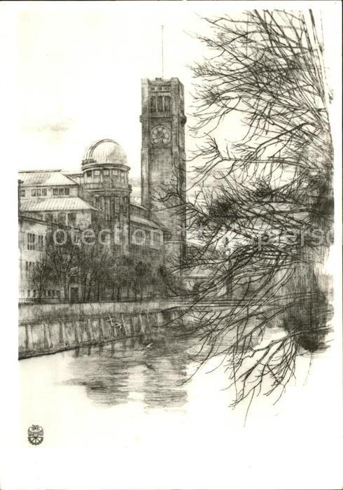 Muenchen Bayern Deutsches Museum Radierung von W Klinkert Kuenstlerkarte