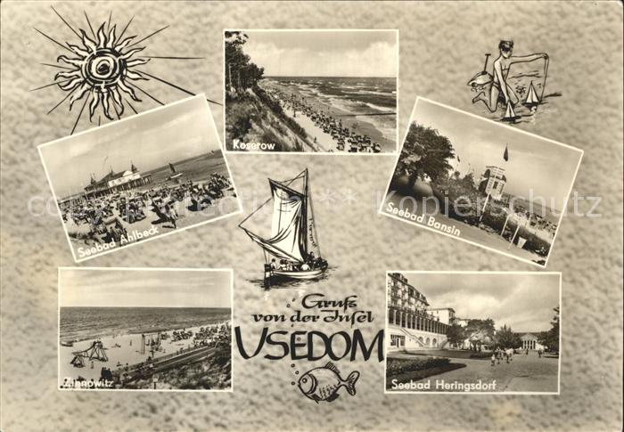 Usedom Mecklenburg-Vorpommern Seebaeder der Insel Seebruecke Strand