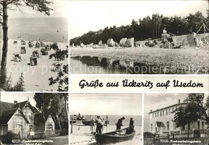 ueckeritz Usedom Strand FDGB Kindererholungsheim Fischerboot