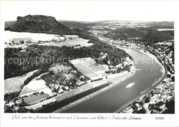 Koenigstein Saechsische Schweiz Panorama Blick von der Festung Lilienstein Elbta