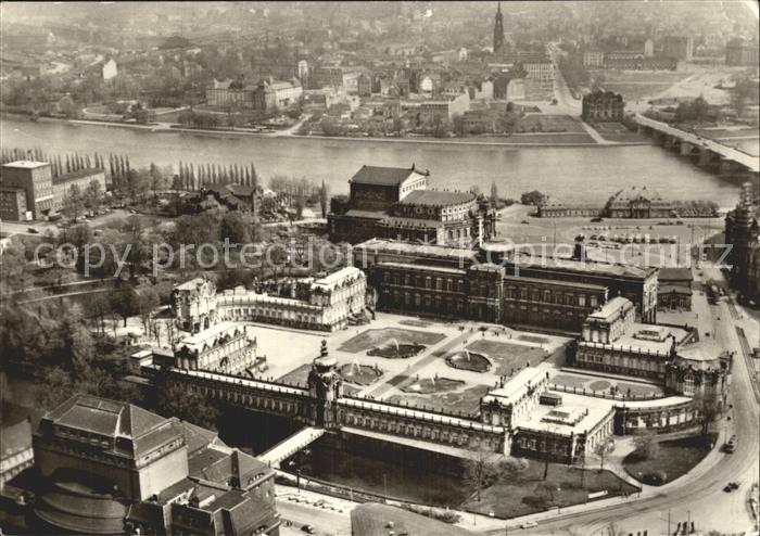 DRESDEN Elbe Zwinger Fliegeraufnahme