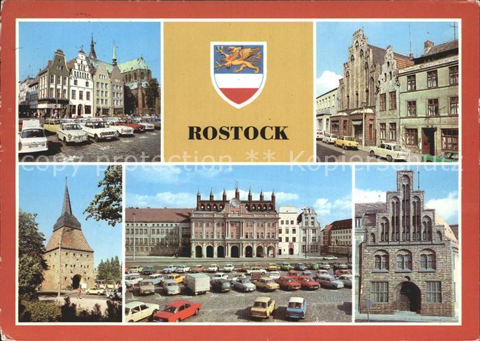 ROSTOCK CITY Thaelmann Platz Giebelhaeuser Marienkirche Gr Wasserstrasse Steint