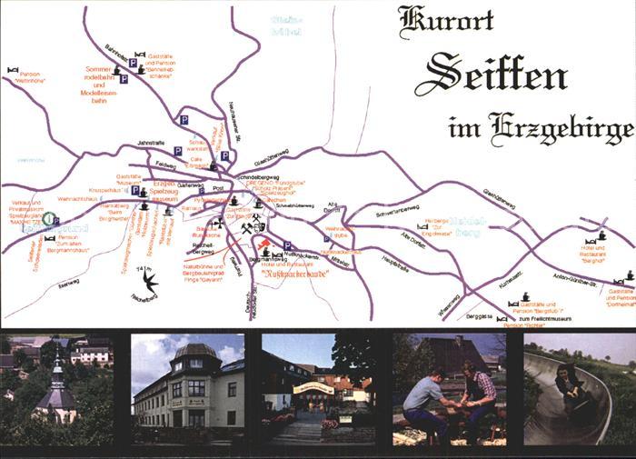 Seiffen Erzgebirge Gebietskarte Teilansichten Sommerrodelbahn