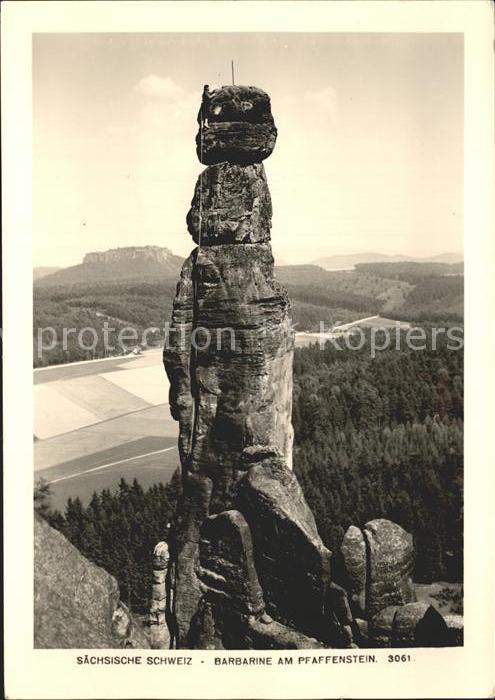 Klettern Bergsteigen Barbarine am Pfaffenstein Saechsische Schweiz
