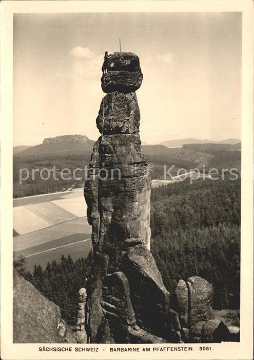 Klettern Bergsteigen Barbarine Pfaffenstein Saechsische Schweiz
