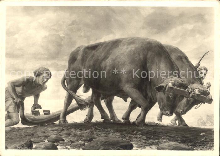 Kuenstlerkarte Ferdinand Staeger Urbarmachung im Osten