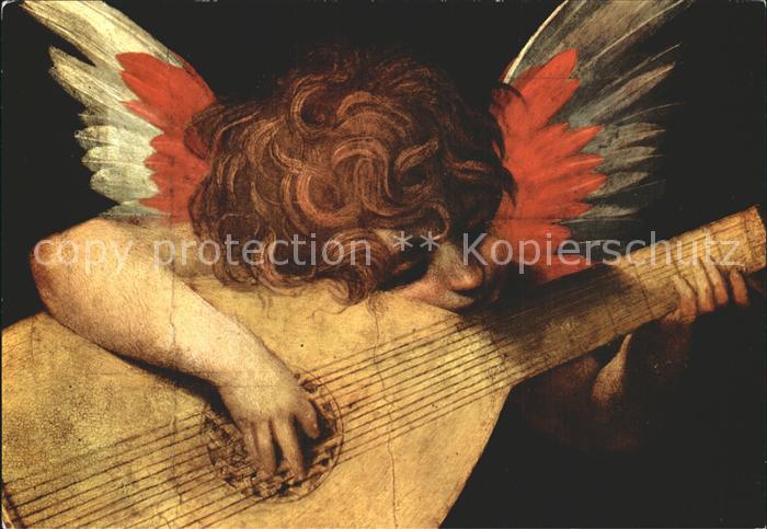 Kuenstlerkarte Rosso Fiorentino Putto che suona la chitarra Engel Mandoline