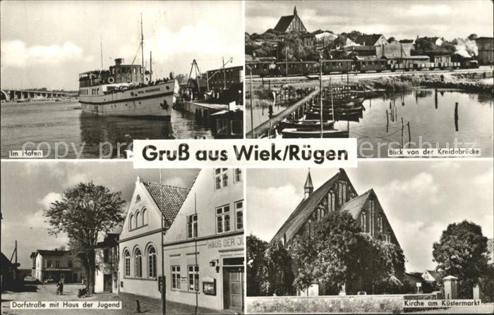 Wiek Ruegen Kirche Kuestermarkt Dorfstrasse Haus der Jugend Hafen