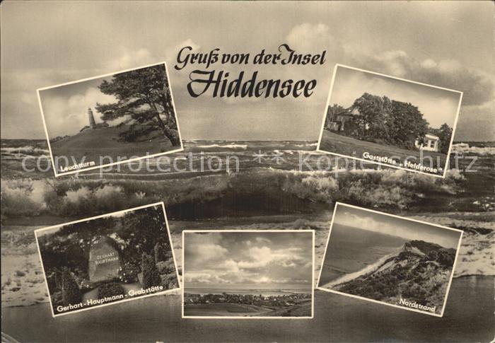 Insel Hiddensee Leuchtturm Gaststaette Helderose Gerhart-Hauptmann-Grabstaette