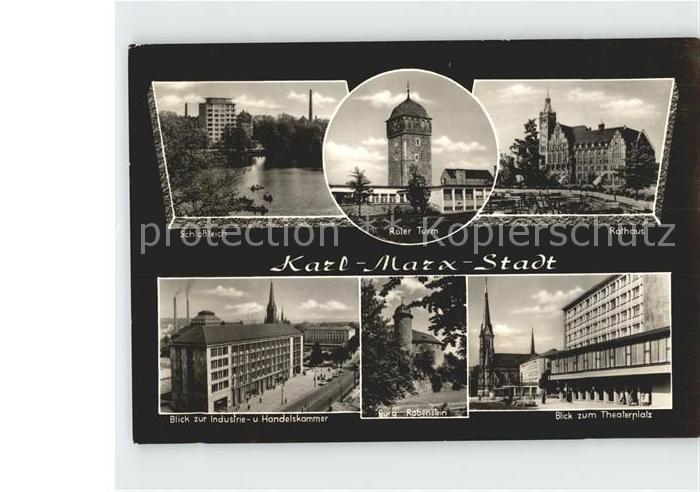 Karl-Marx-Stadt Rathaus Schlossteich Theaterplatz