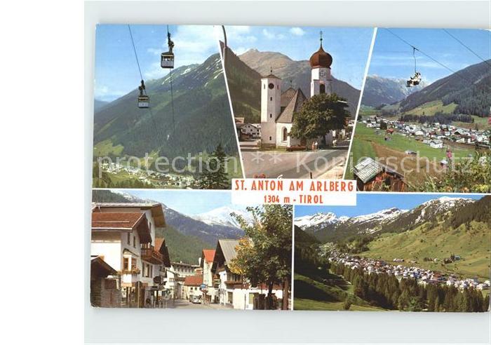 St Anton Arlberg Seilbahnen Ortspartie mit Kirche