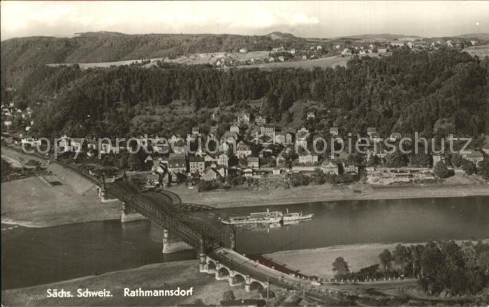 Rathmannsdorf Pirna mit Elbe Fliegeraufnahme