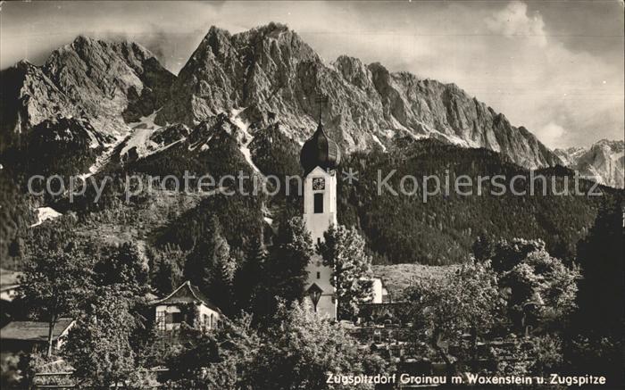 Grainau mit Kirche Waxenstein und Zugspitze
