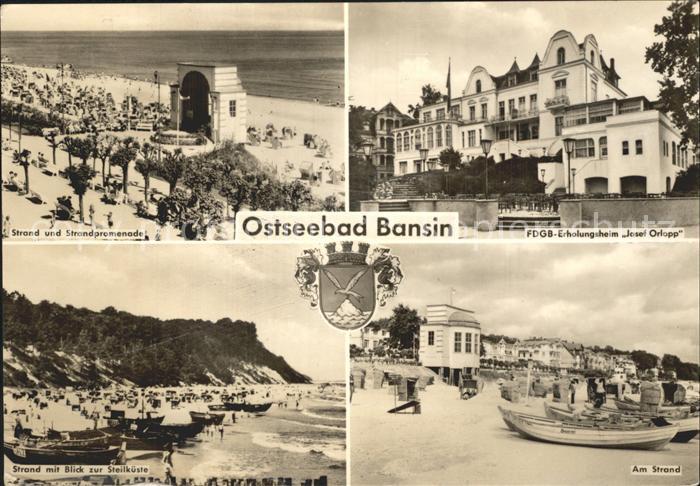 Bansin Ostseebad Strandpartien Promenade FDGB Heim Josef Orlopp Steilkueste