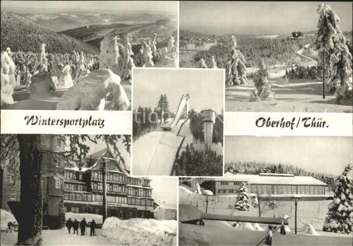 Oberhof Thueringen Winterpanorama Thaelmann Haus Schanze Halle