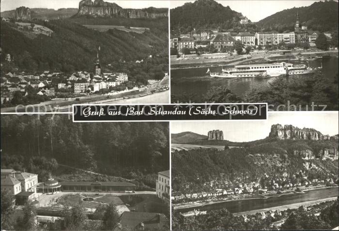 Bad Schandau Teilansicht Elbedampfer Kurhaus Schrammsteine