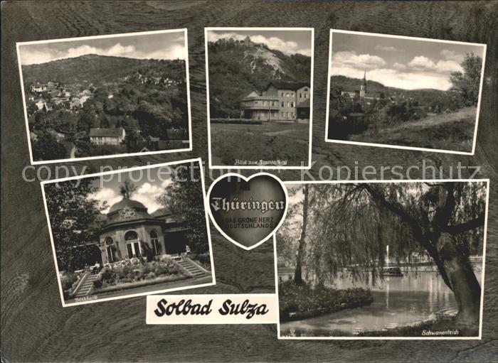 Bad Sulza Blick zur Sonneburg Kirche Trinkhalle Schwanenteich