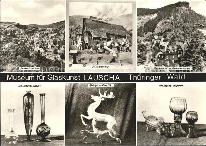 Lauscha Total Huettenplatz Unterland mit Lauschenstein Museum fuer Glaskunst Rau