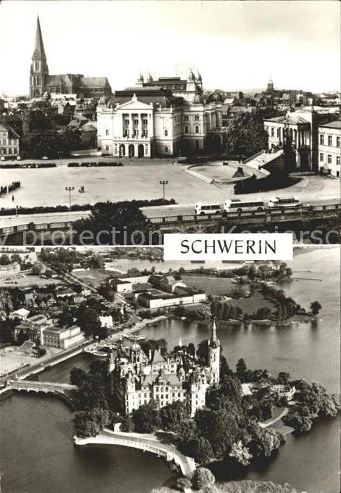 Schwerin Mecklenburg Staatstheater Musum und Dom Schloss Fliegeraufnahme