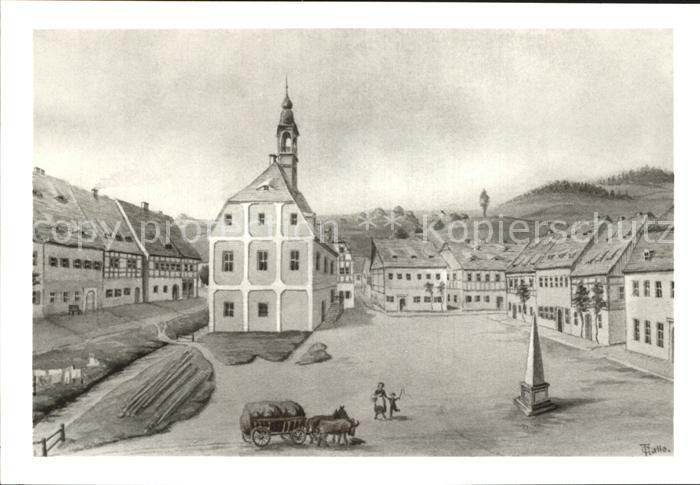 Sebnitz Heimatmuseum Sebnitzer Marktplatz um 1830 Aquarell