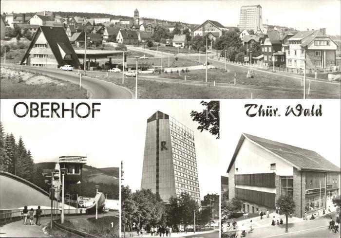 Oberhof Thueringen Rennschlittenbahn Panorama FDGB Erholungsheim Rennsteig Einka