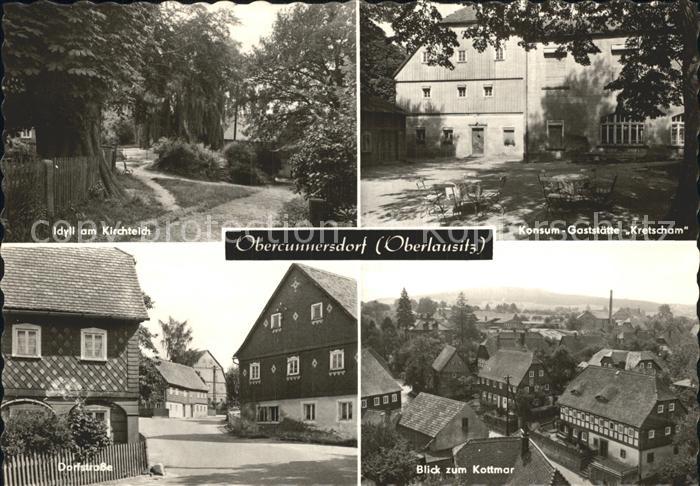 Obercunnersdorf Loebau Idyll am Kirchteich Konsum Gaststaette Kretscham Dorfstr