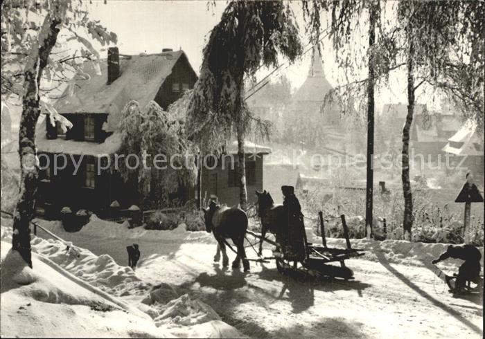 Seiffen Erzgebirge Teilansicht Pferdeschlitten