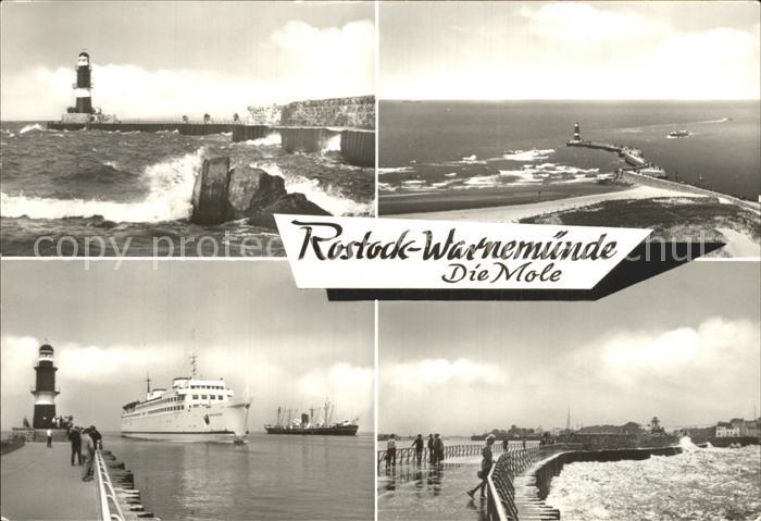 Rostock-Warnemuende Mole Leuchtturm Panorama Ozeandampfer