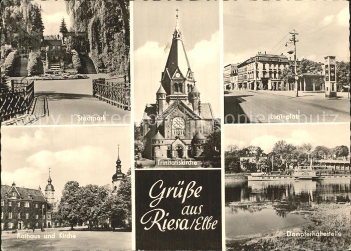Riesa Sachsen Stadtpark Trinitatiskirche Leninplatz Rathaus Kirche Dampferhaltes