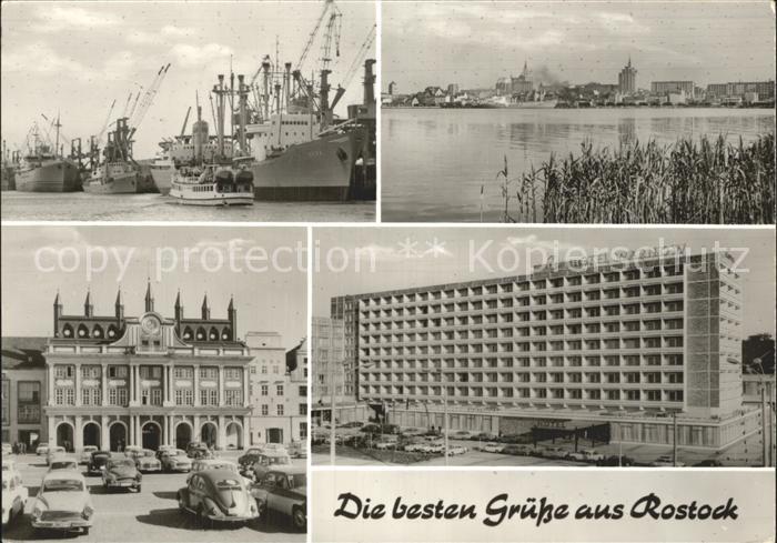 ROSTOCK  CITY Hafenpartie Skyline Rathaus Interhotel Warnow