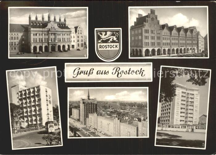 ROSTOCK  CITY Rathaus Hauptpostamt Bahnhofsvorplatz HO Bahnhofshotel Langestr Ho