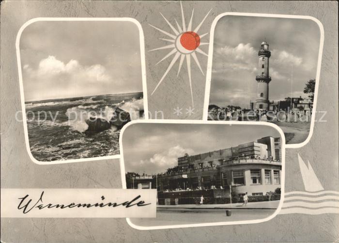 Warnemuende Ostseebad Brandung Leuchtturm Promanade