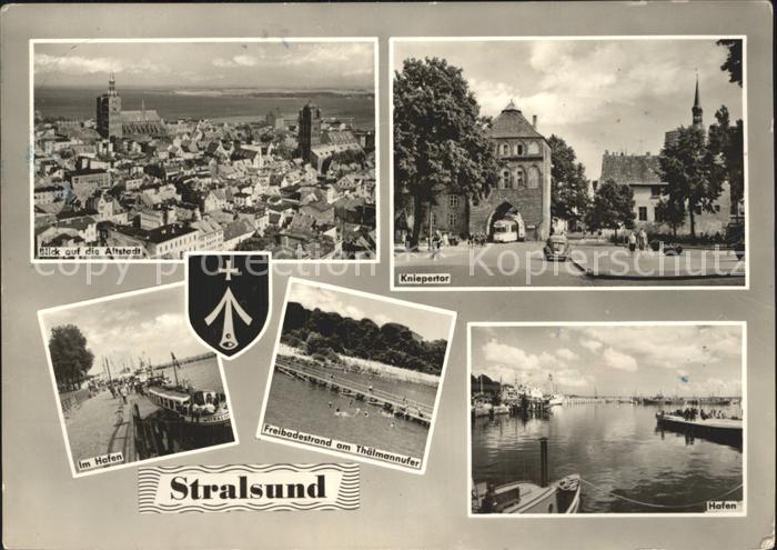 Stralsund Mecklenburg Vorpommern Altstadt Kniepertor Hafenpartie Freibadestrand