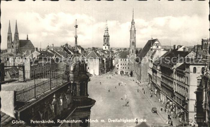 Goerlitz Sachsen Peterskirche Rathausturm Moench m. Dreifaltigkeitskirche
