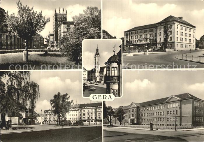 Gera Hochhaus Haus des Bergmanns Rathaus S?dbahnhof Schule