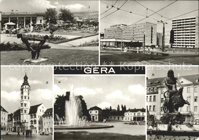 Gera Rathaus am Markt Cafe Interhotel am Platz der Republik Park der Opfer des F