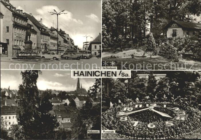 Hainichen Sachsen Markt Stadtpark Blumenuhr
