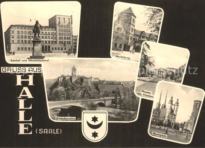 Halle Saale Rasthof Haendeldenkmal Moritzburg Theater des Friedens Marktplatz Gi