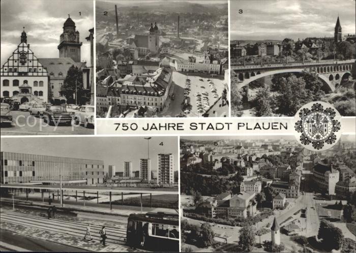 Plauen Vogtland Rathaus am Altmarkt Johanniskirche Friedrich-Ebert-Bruecke Obere