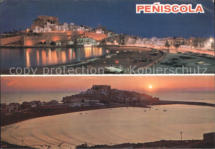 Peniscola Strand Ortsansicht Sonnenuntergang