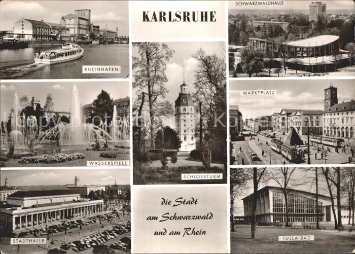 Karlsruhe Baden Rheinhafen Wasserspiele Schlossturm Tulla Bad Stadthalle Marktpl