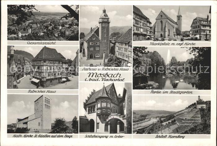 Mosbach Baden Marktplatz Kirche Rathaus