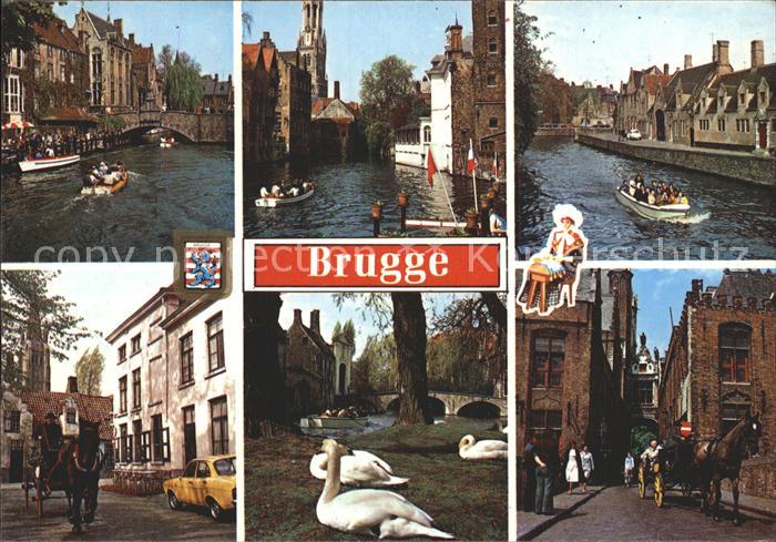 BRUGGE Bruges Belgie Schwan Kanal Pferdekutsche