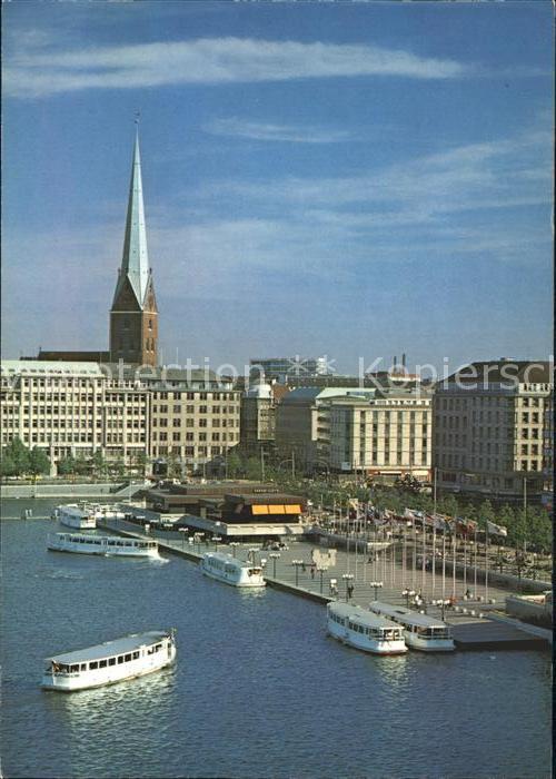 HAMBURG CITY Binnenalster Jungfernstieg Anleger St. Petrikirche