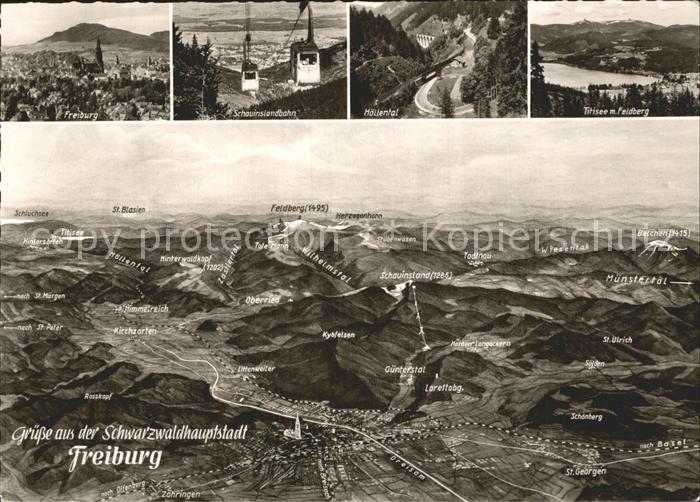 Freiburg Breisgau Panoramakarte Seilbahn Schauinsland Titisee Hoellental